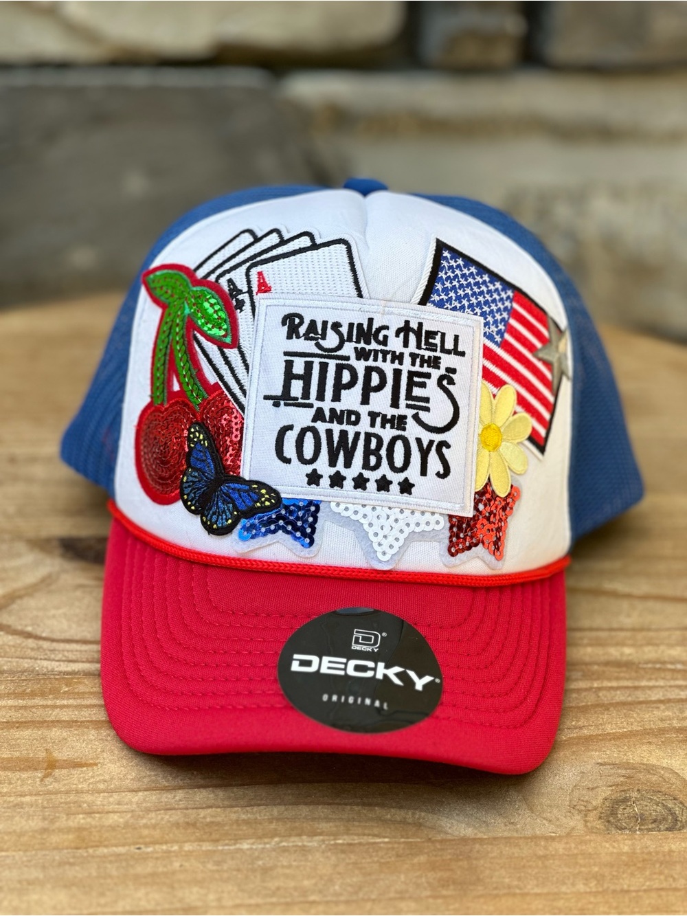 NEW Custom Trucker Hat - Red White Blue